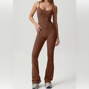 Brown Jumpsuit with Flared Legs
